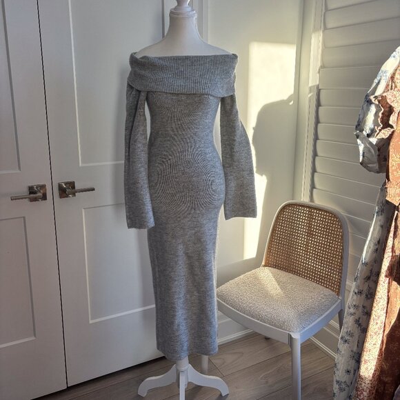 DYNAMITE | Off-Shoulder Sweater Midi Dress | Size S - Picture 2 of 5